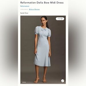 Reformation Delia Bow Light Blue Midi Dress